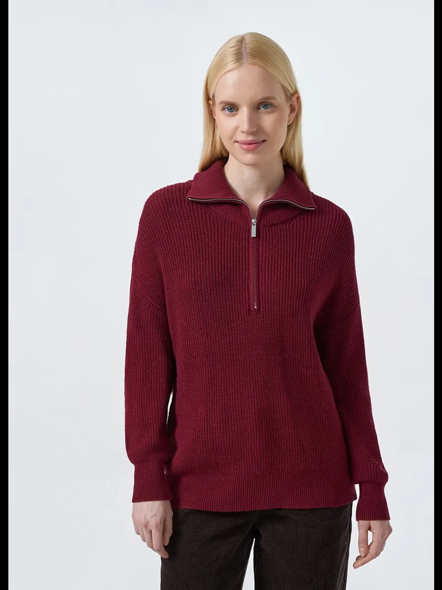 Джемпер бордовый с воротником на молнии