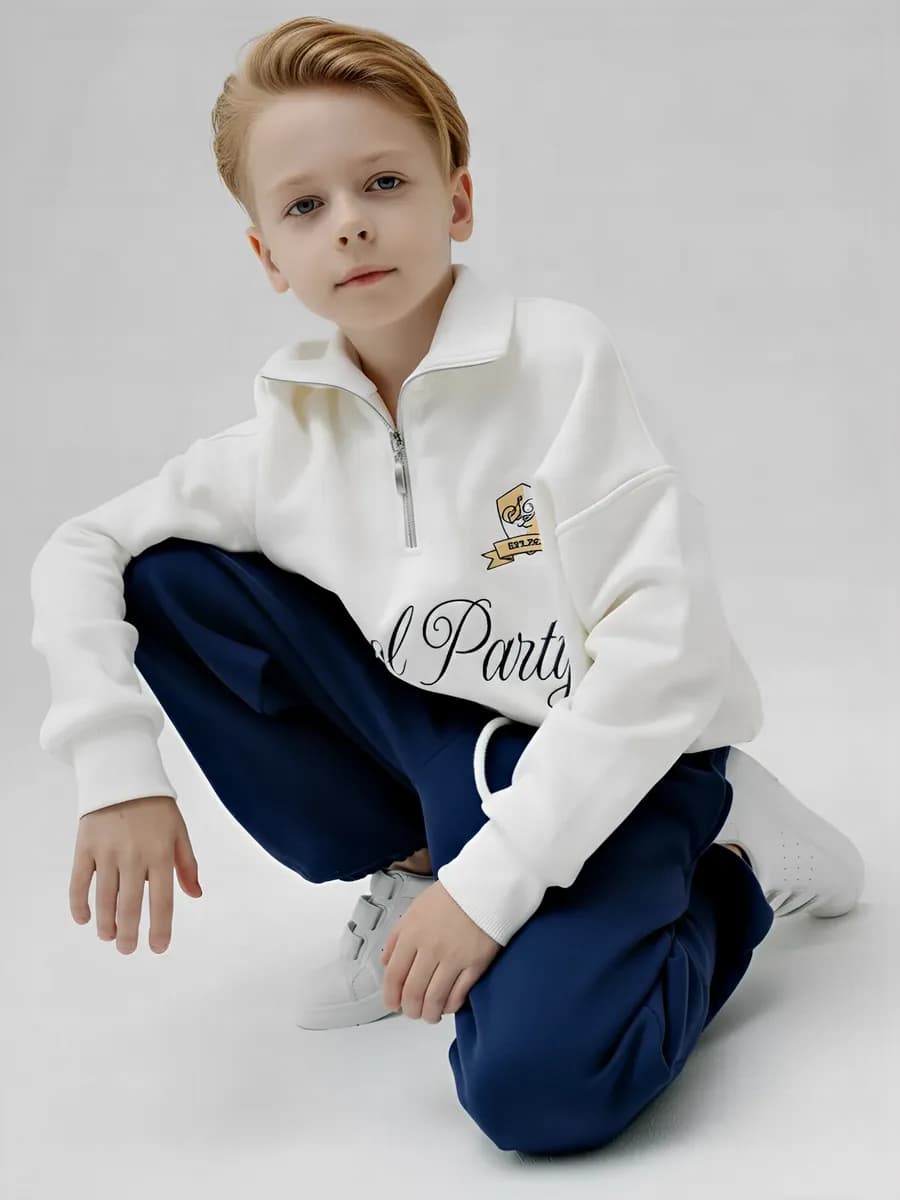 Костюм теплый демисезонный оверсайз трикотажный на флисе - фото 1