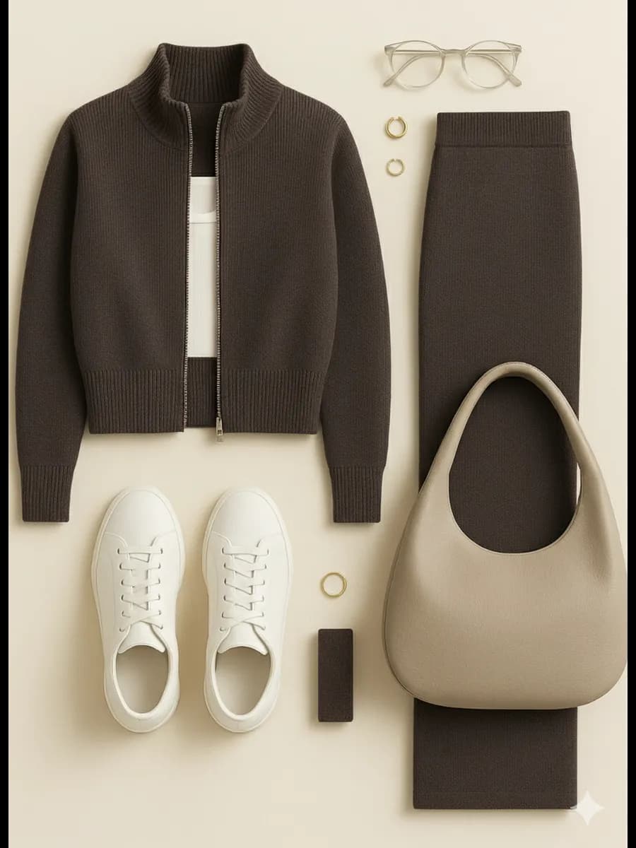 Трикотажный брючный костюм теплый вязаный осень зима