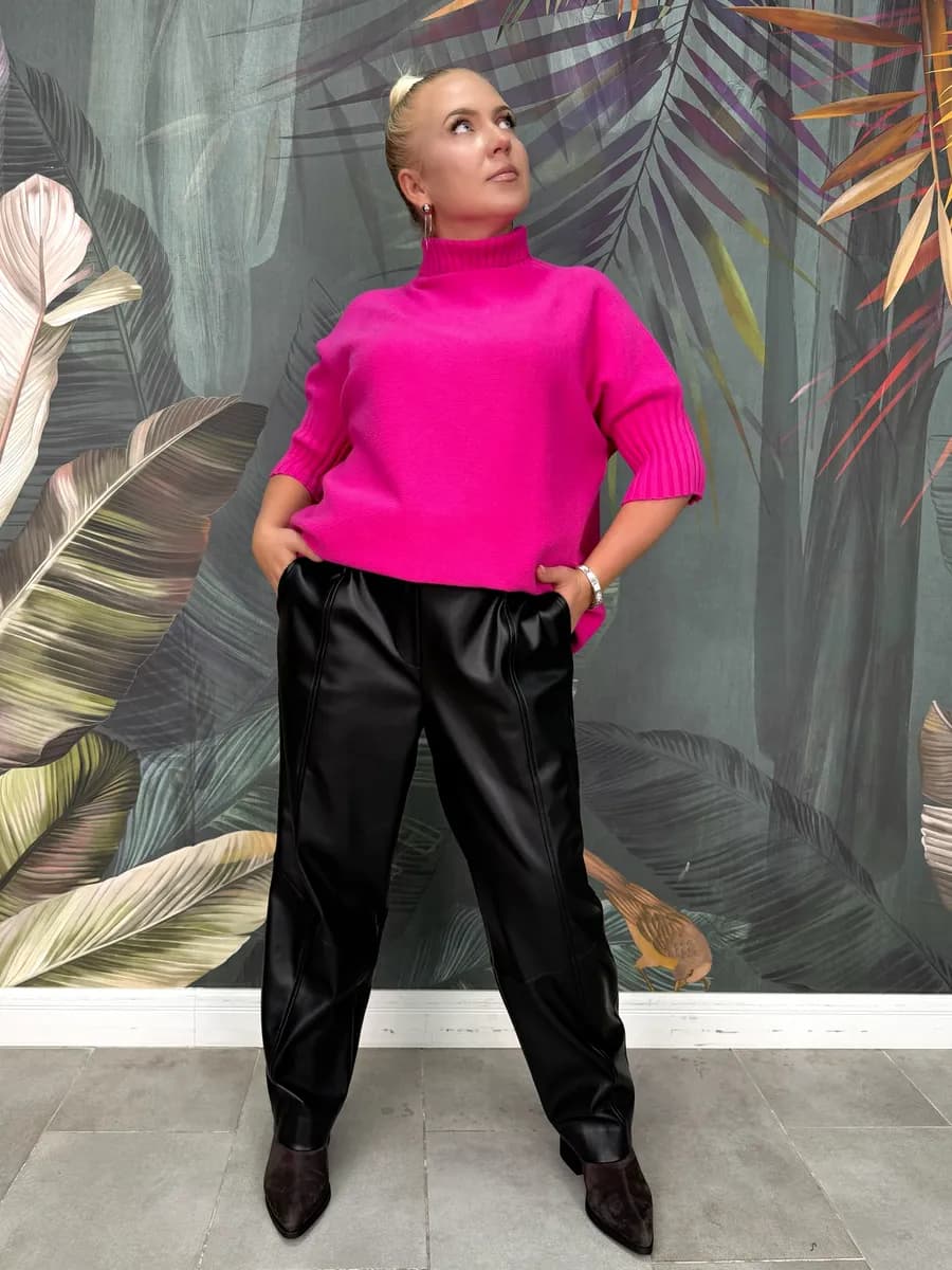 Брюки кожаные багги большие размеры