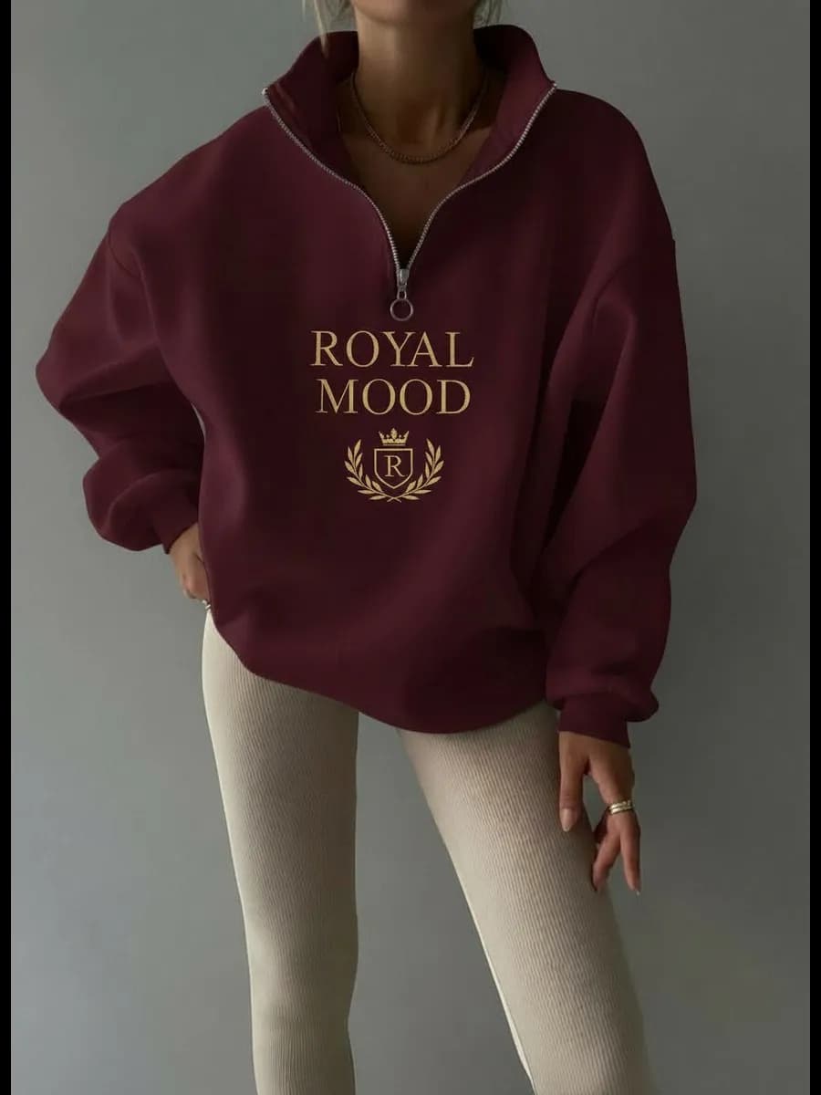 Свитшот на молнии оверсайз без начеса