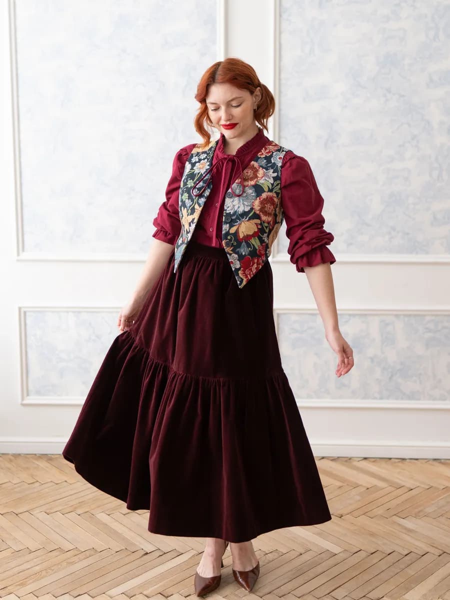 Юбка миди бархатная винтажная праздничная - фото 1