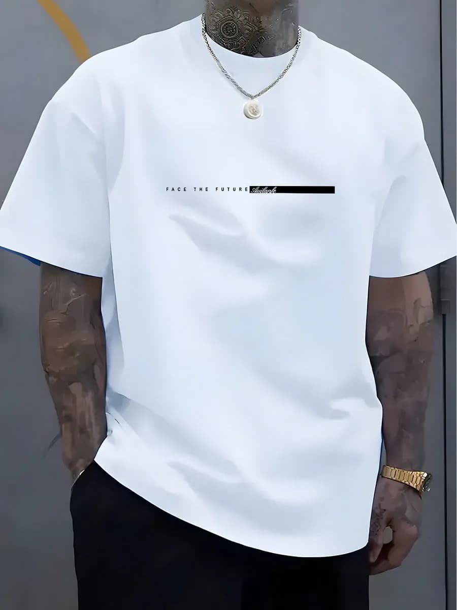 Футболка белая мужская с принтом