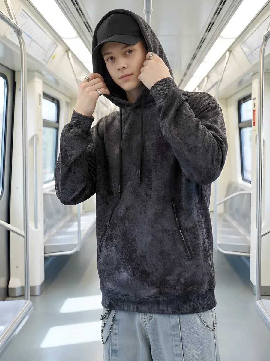 Утепленное худи с капюшоном подростковое