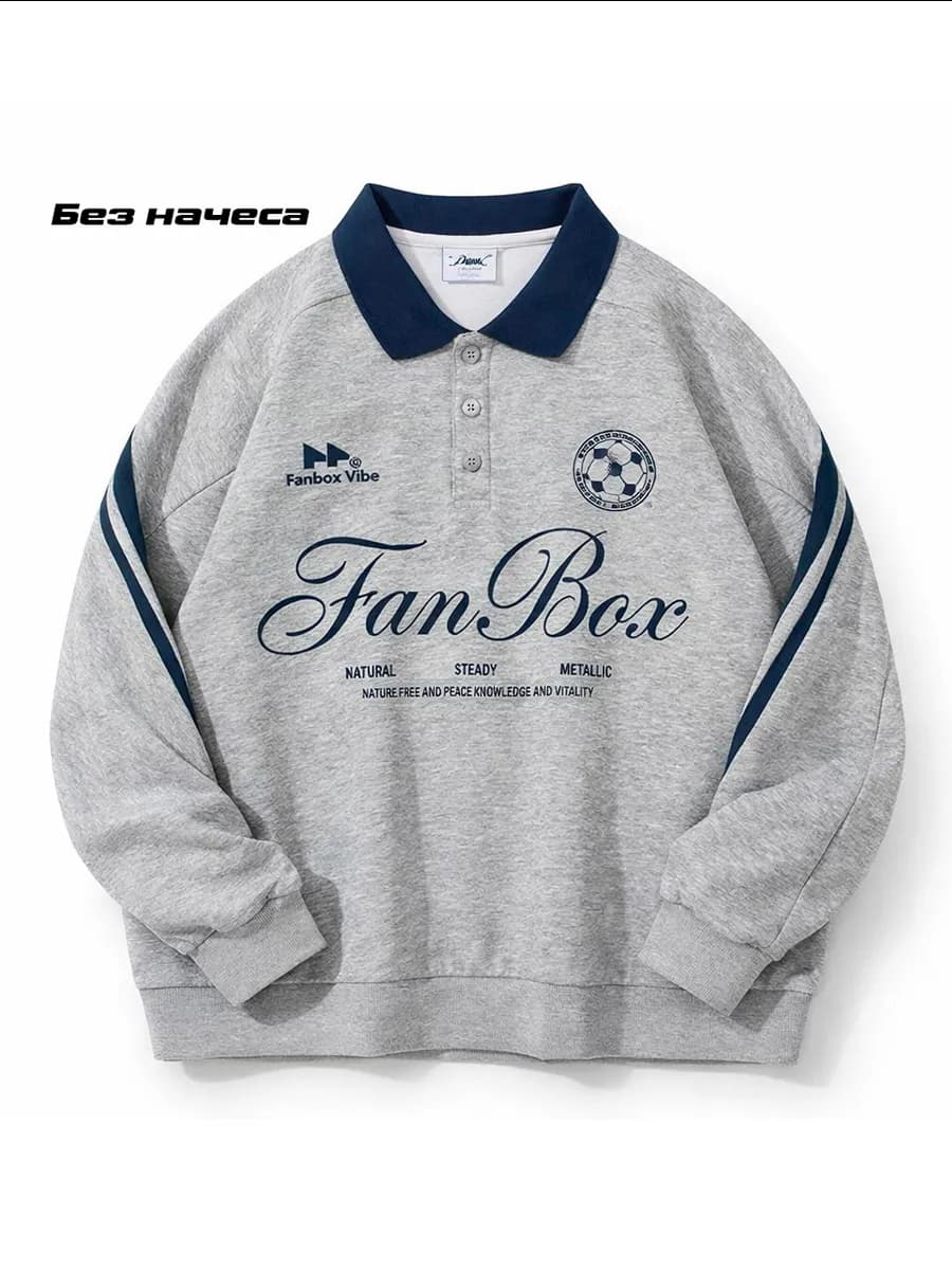 Свитшот поло оверсайз с принтом