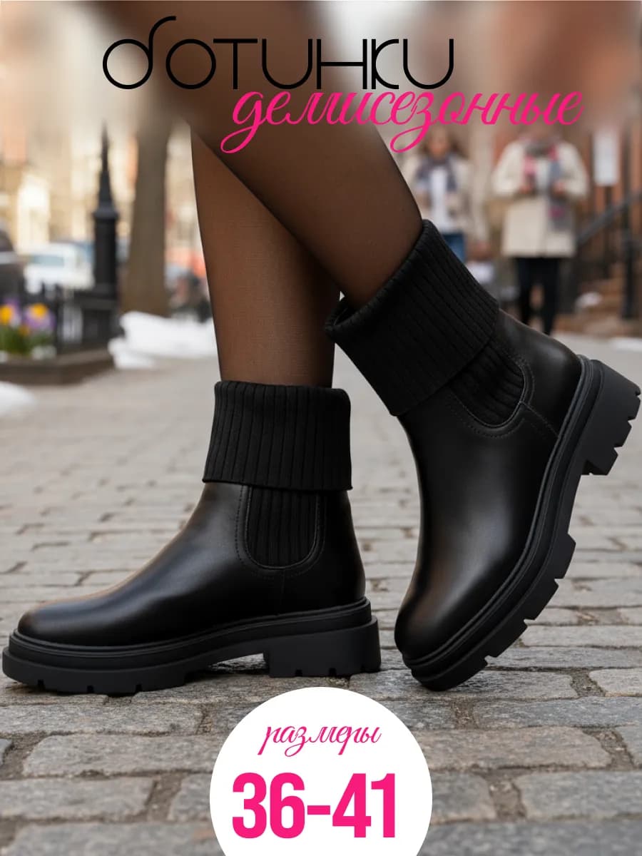 Ботинки демисезонные челси на платформе - фото 1