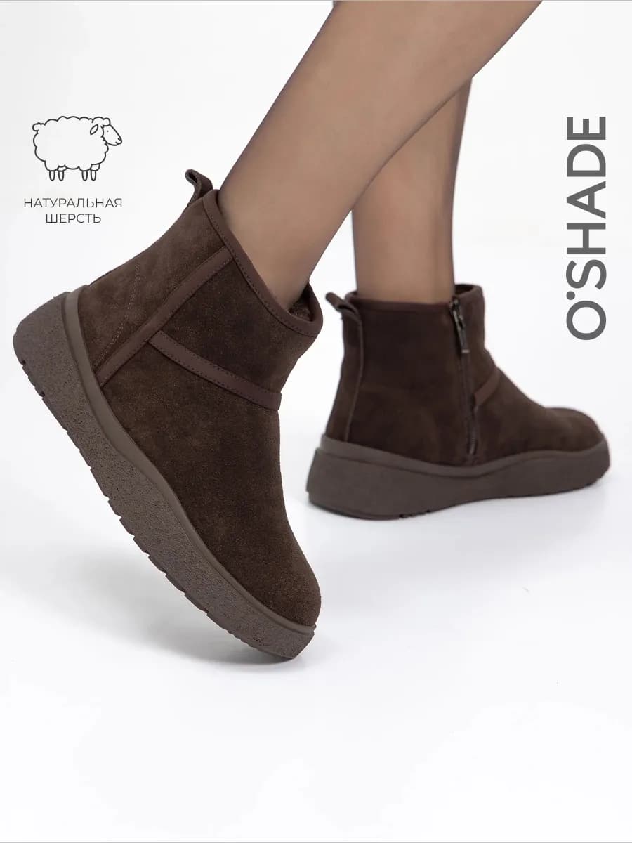 Ботинки женские зимние коричневые без каблука