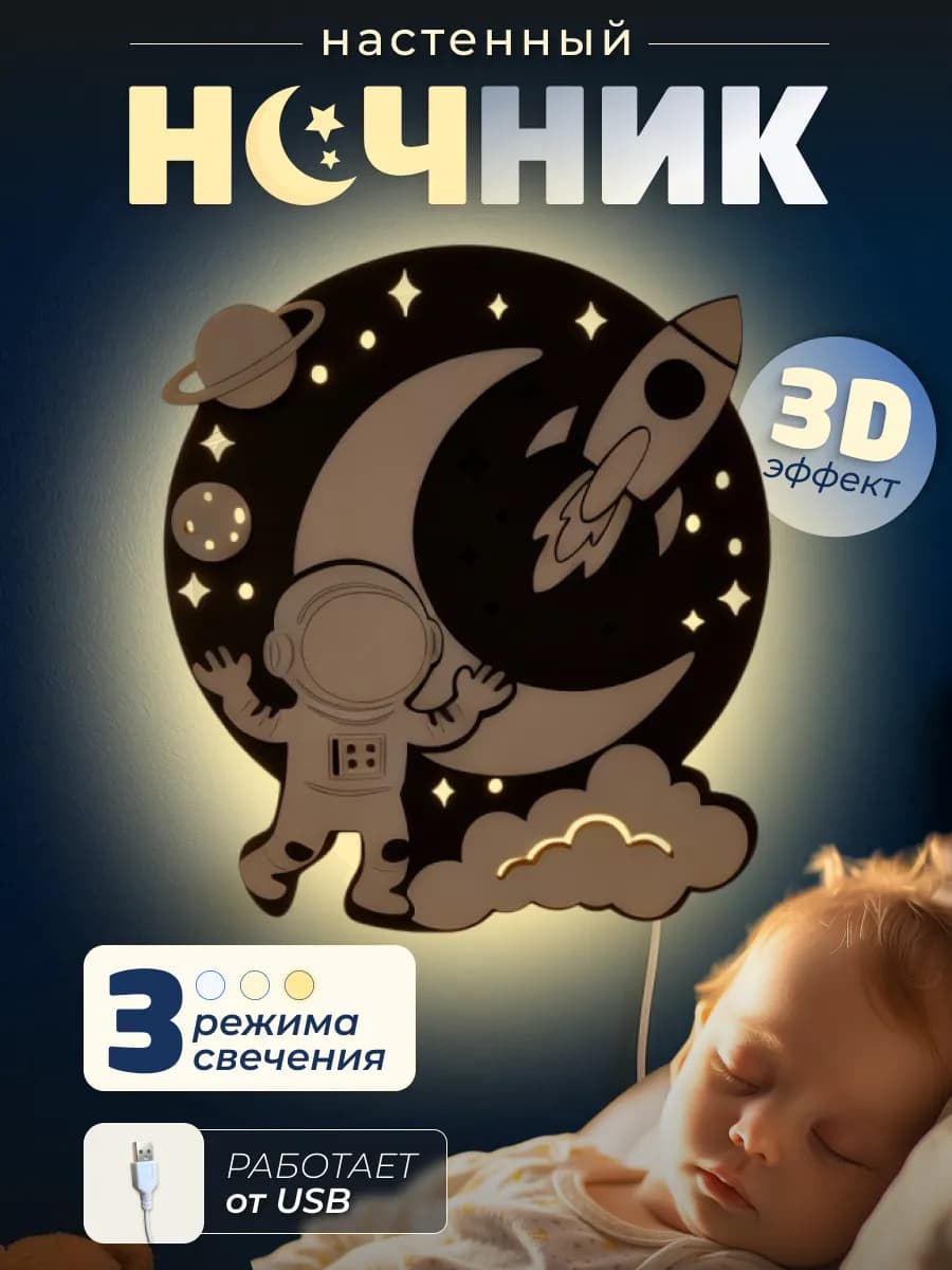 Ночник детский на стену с регулировкой яркости светильник