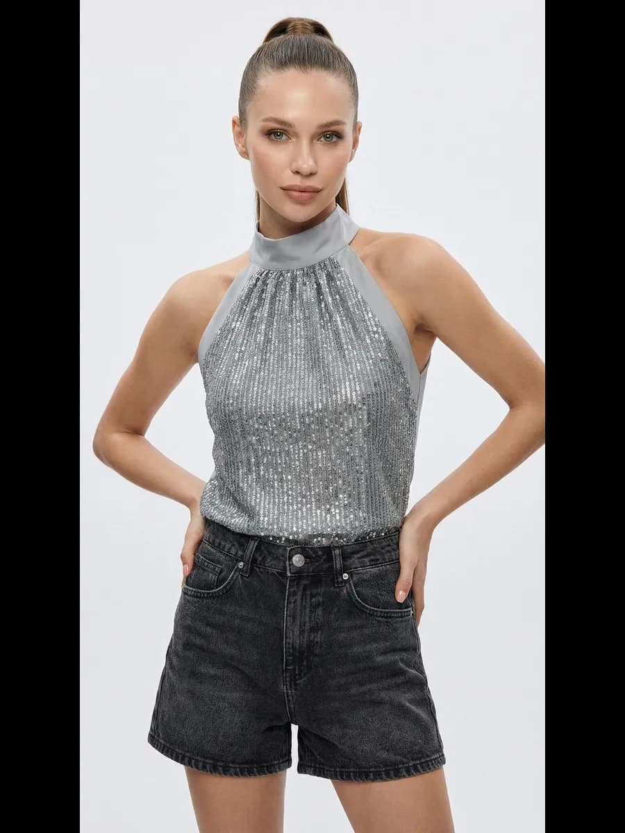 Топ с пайетками американка халтер