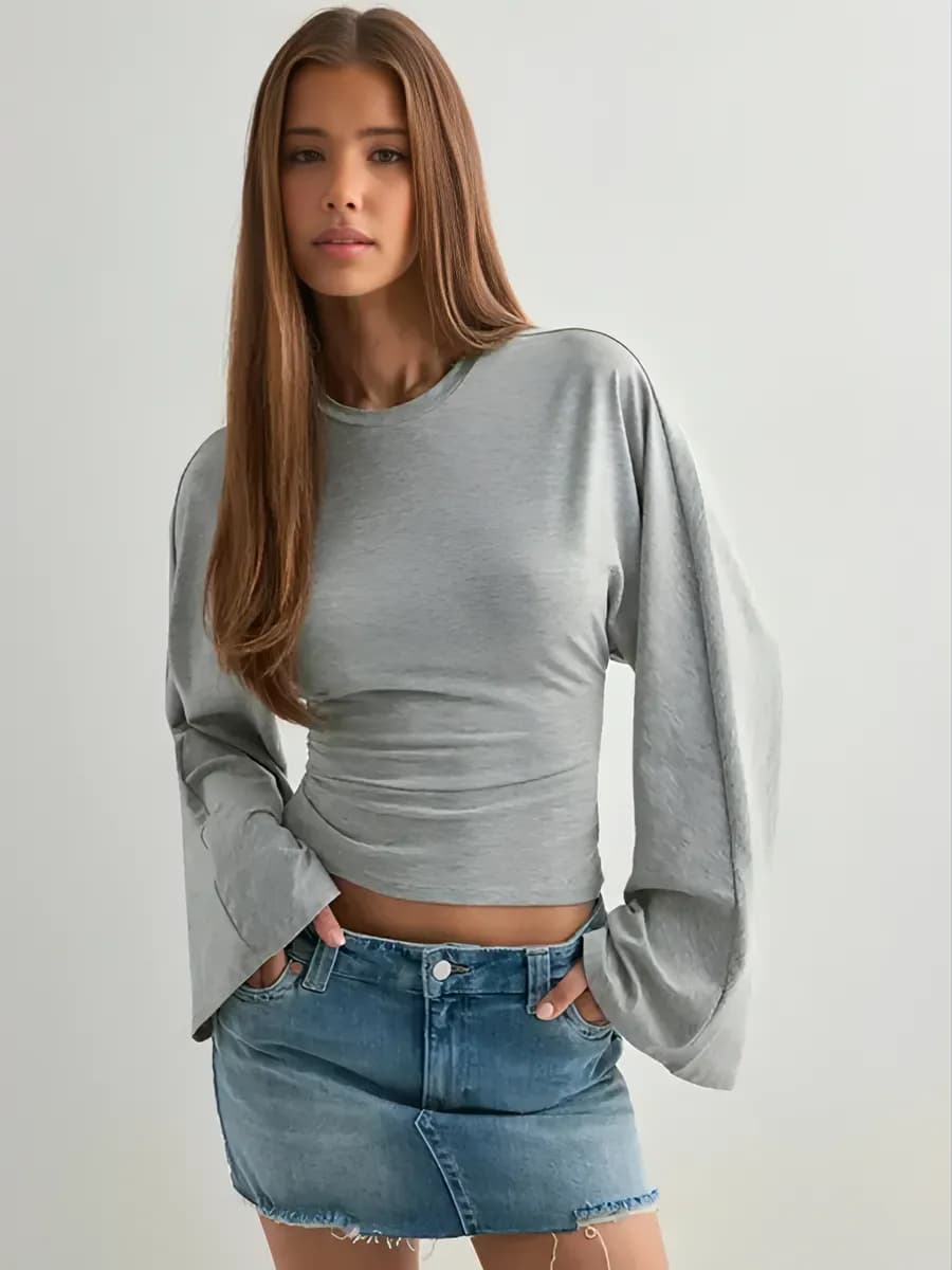 Лонгслив облегающий с широкими рукавами летучая мышь скимс