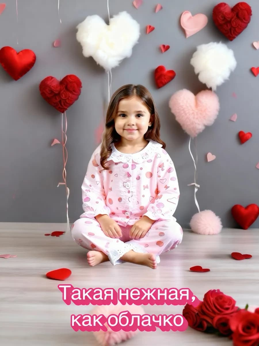 Пижама для девочки муслиновая со штанами и рубашкой