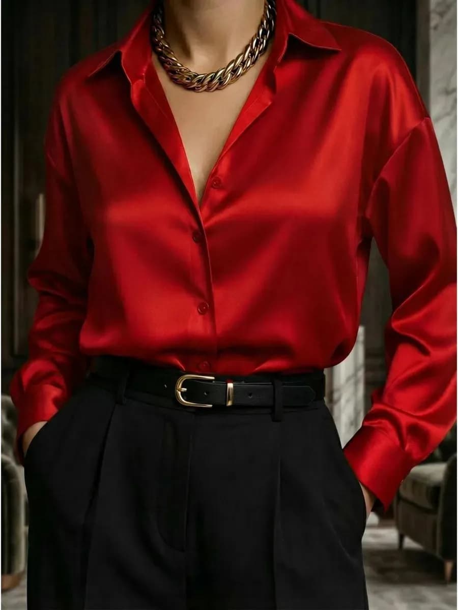 Рубашка нарядная шелковая стильная