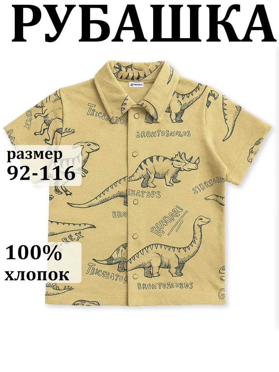 Рубашка на кнопках детская с коротким рукавом в садик