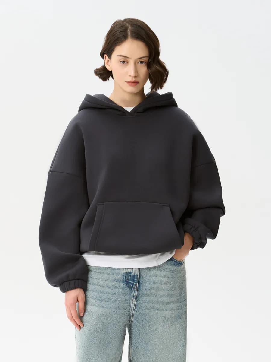 Худи оверсайз с начесом на резинке