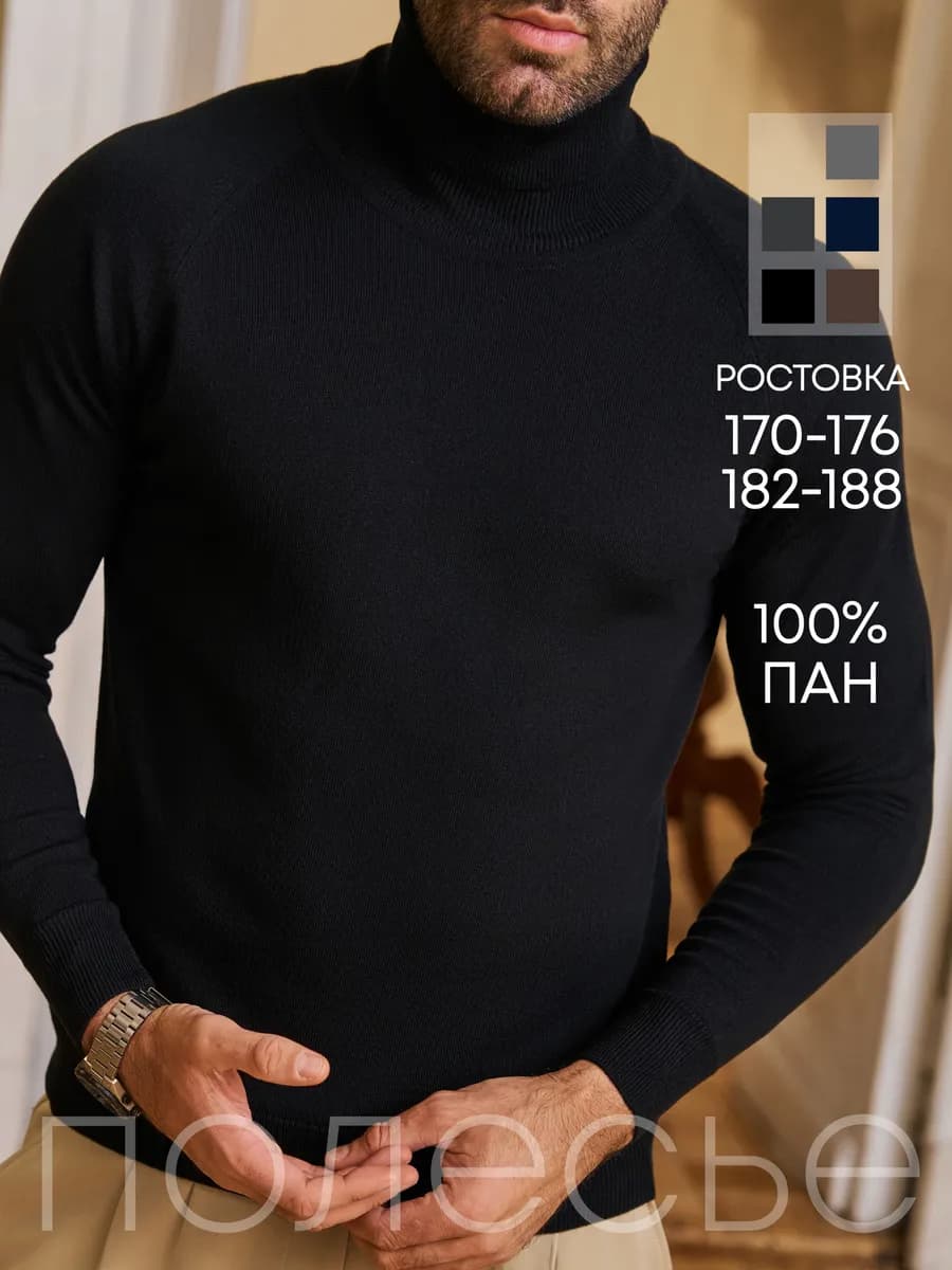 Водолазка мужская классическая теплая с высоким горлом - фото 1