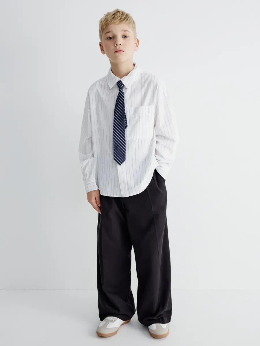 Брюки широкие костюмные черные школьные - фото 1