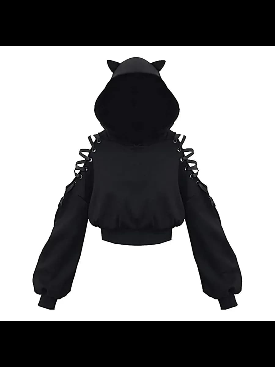 Толстовка укороченная с капюшоном и ушками Kawaii