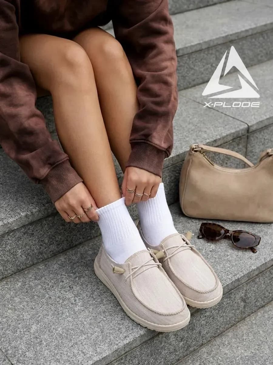 Легкие слипоны текстильные дышащие мокасины