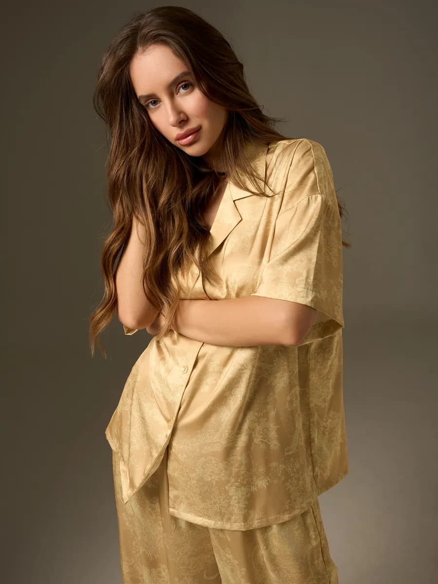 Пижама со штанами шелковая