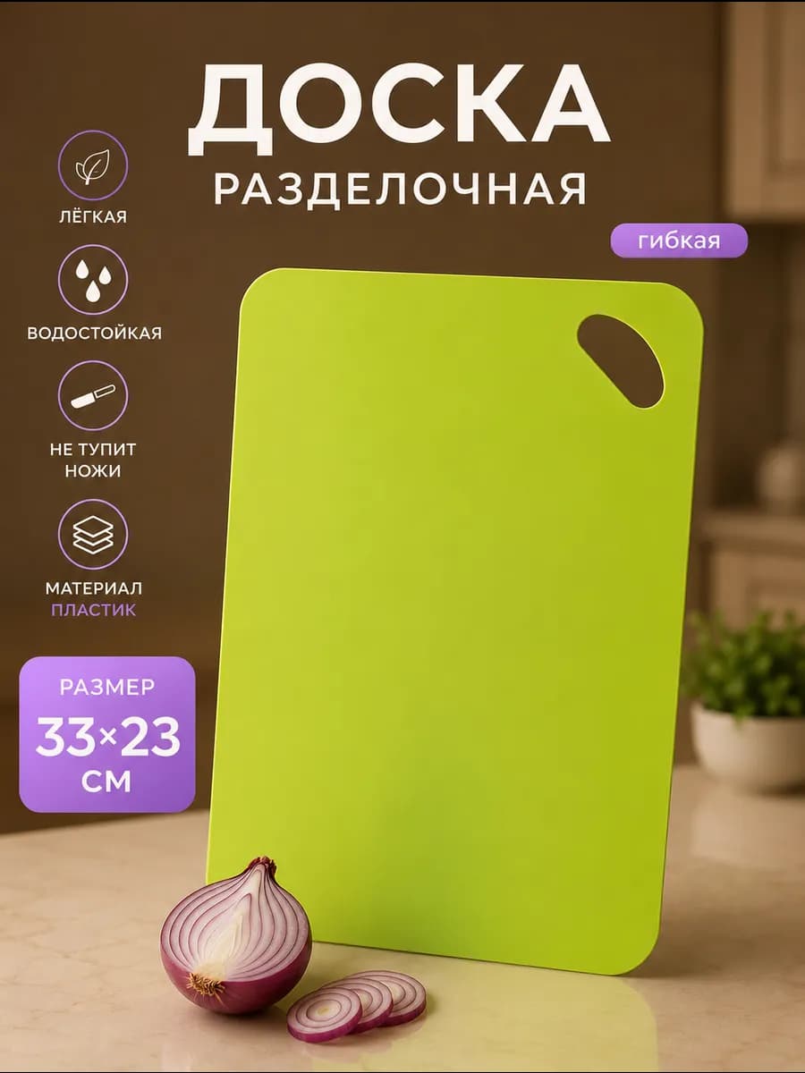 Доска разделочная противоскользящая гибкая 33×23 см