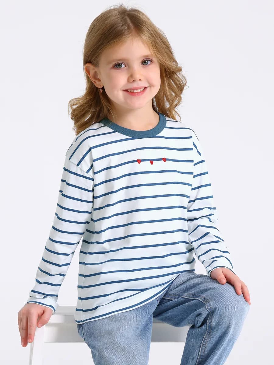 Лонгслив с вышивкой в садик хлопок 100%