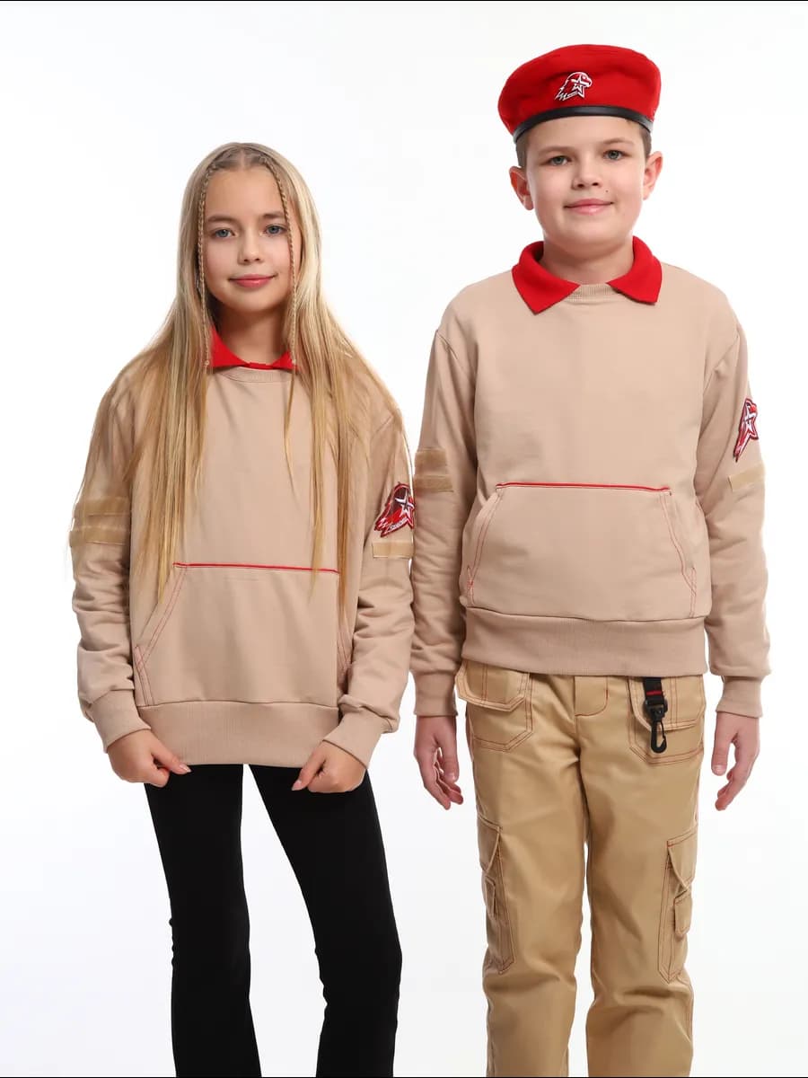 Толстовка Юнармия бежевая без начеса