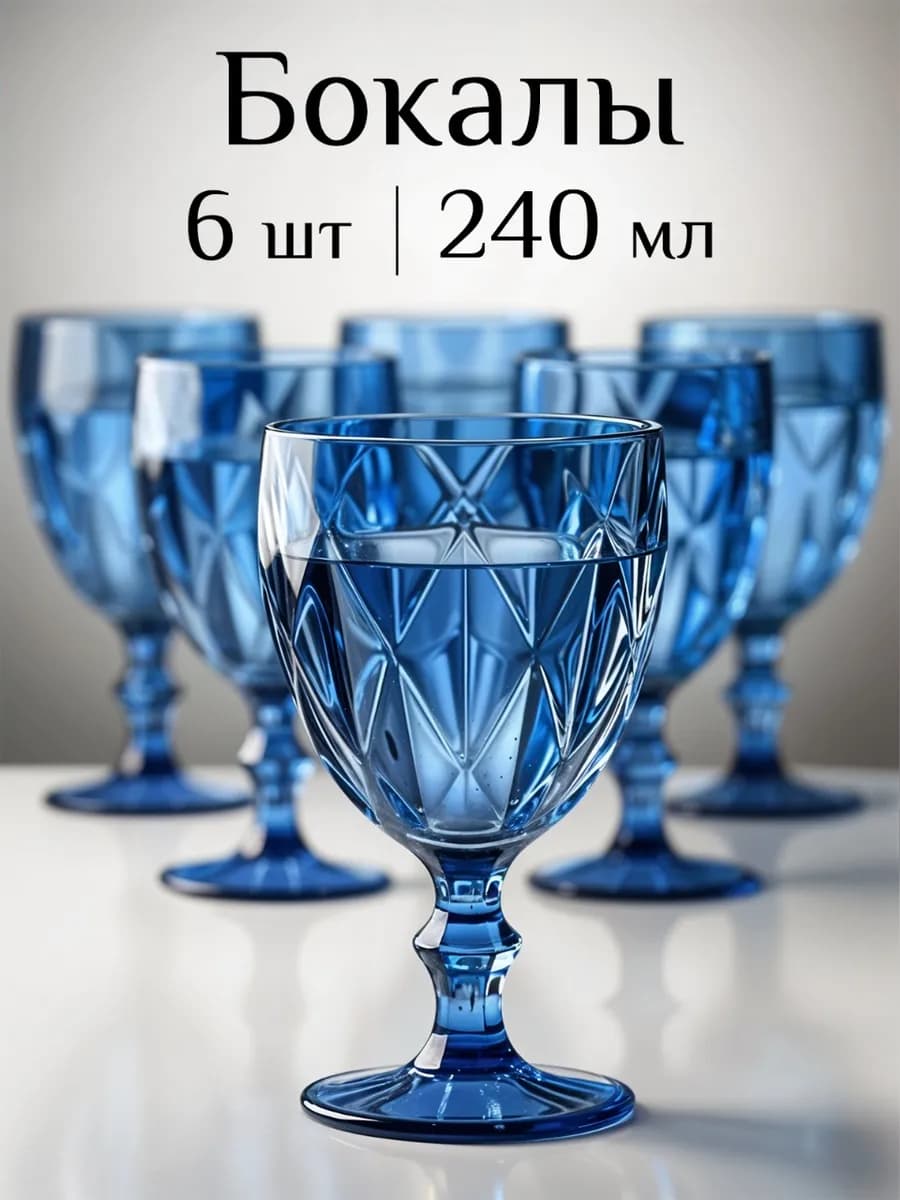 Бокалы для вина и шампанского набор 6 шт 240 мл