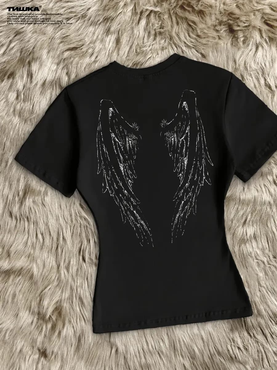 Облегающая футболка скимс с принтом на спине angelcore