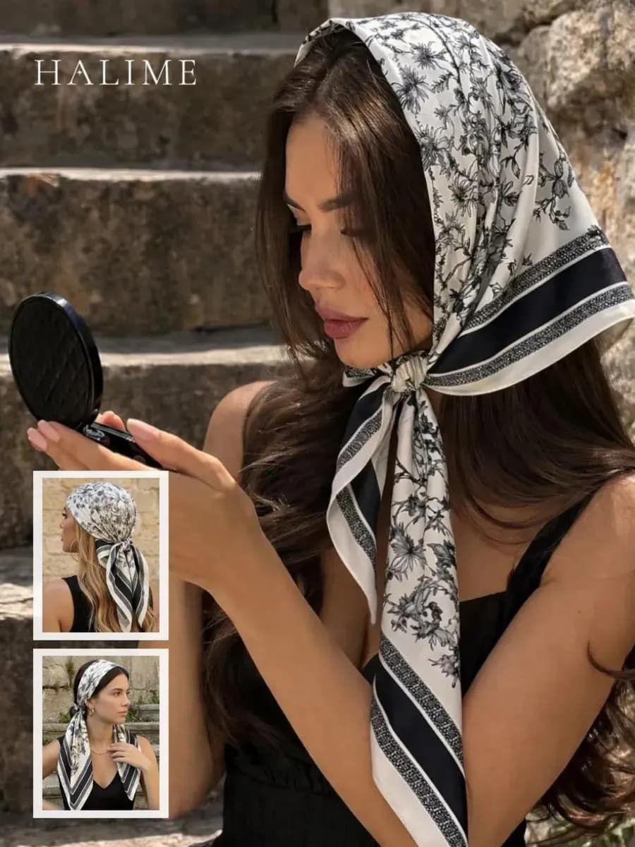 Платок косынка на голову 90х90
