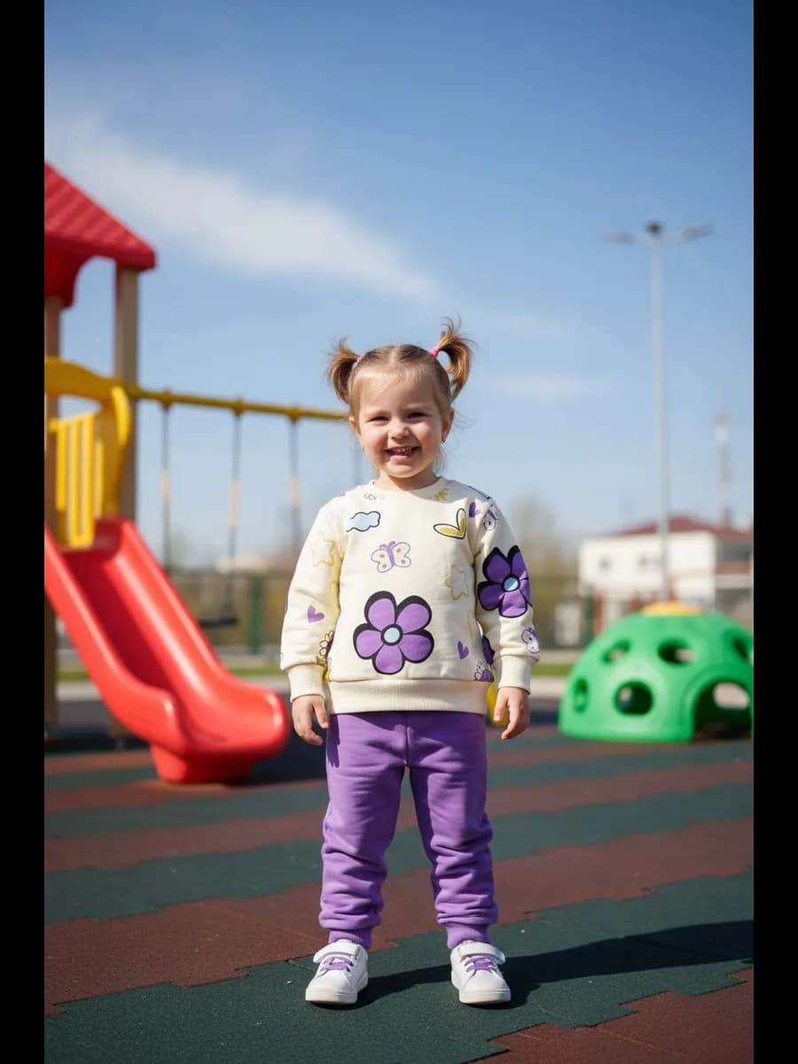 Детский костюм двойка свитшот с рисунком и штаны на манжете - фото 1