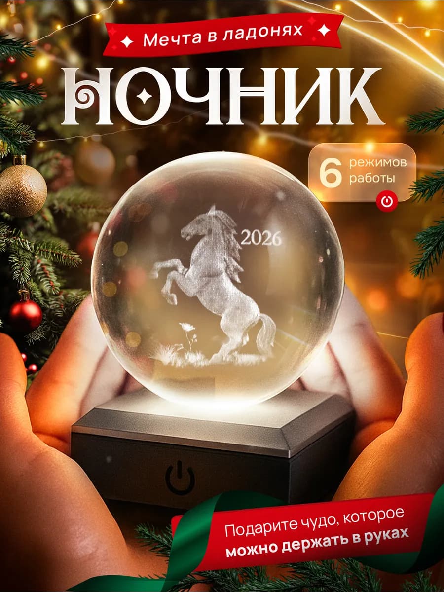 Ночник символ 2026 года Огненная Лошадь