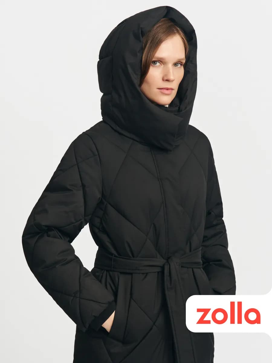 Тёплая женская куртка с капюшоном