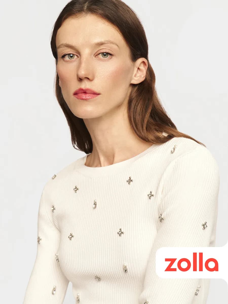 Женская водолазка-лонгслив со стразами