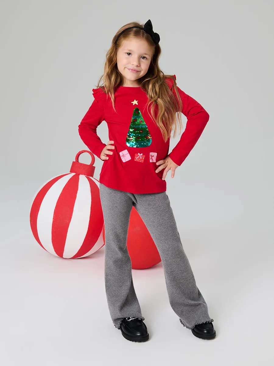 Лонгслив с новогодним принтом