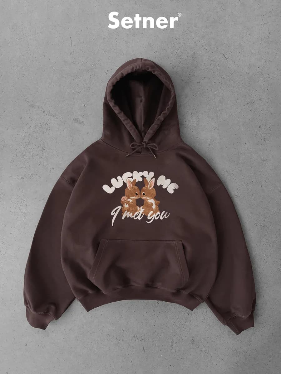 Худи оверсайз с принтом и капюшоном - фото 1