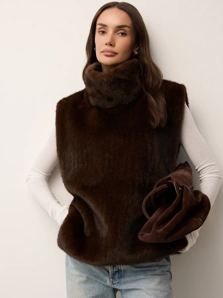 Шарф зимний меховой манишка из экомеха норки снуд теплый эко