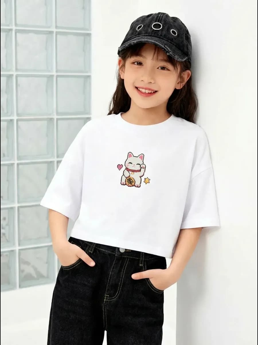 Футболка детская оверсайз укороченная базовая