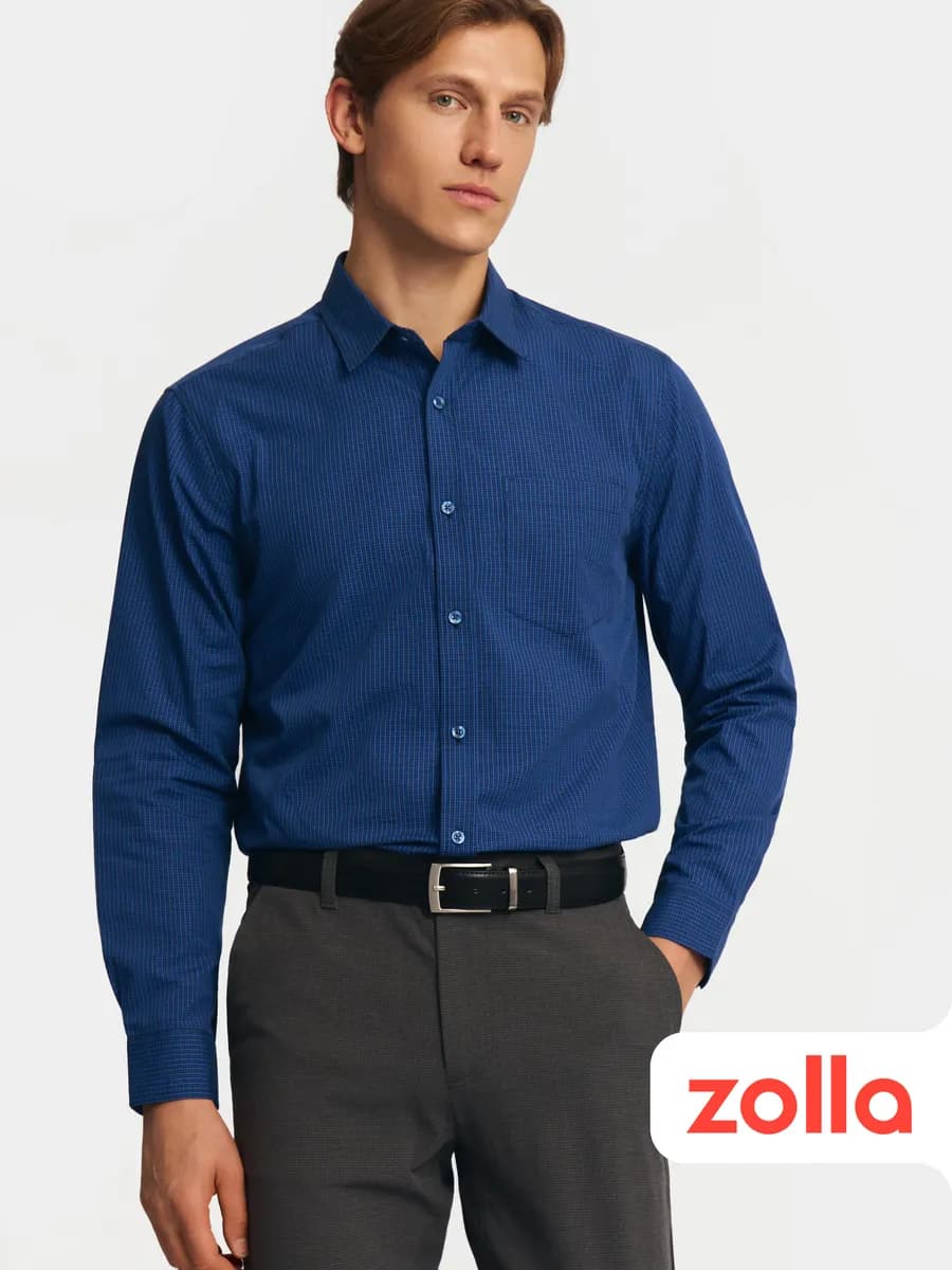 Мужская рубашка прямого силуэта в клетку