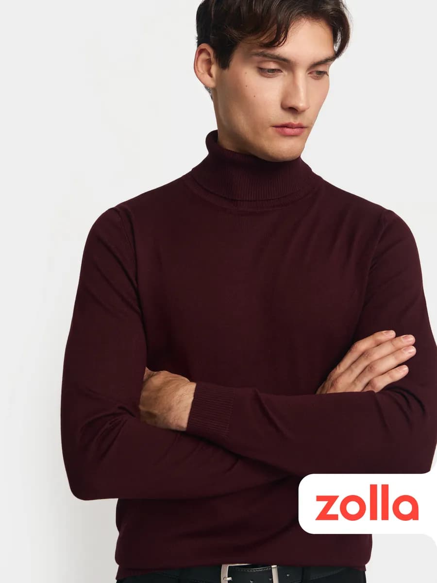 Тонкая мужская водолазка с воротником