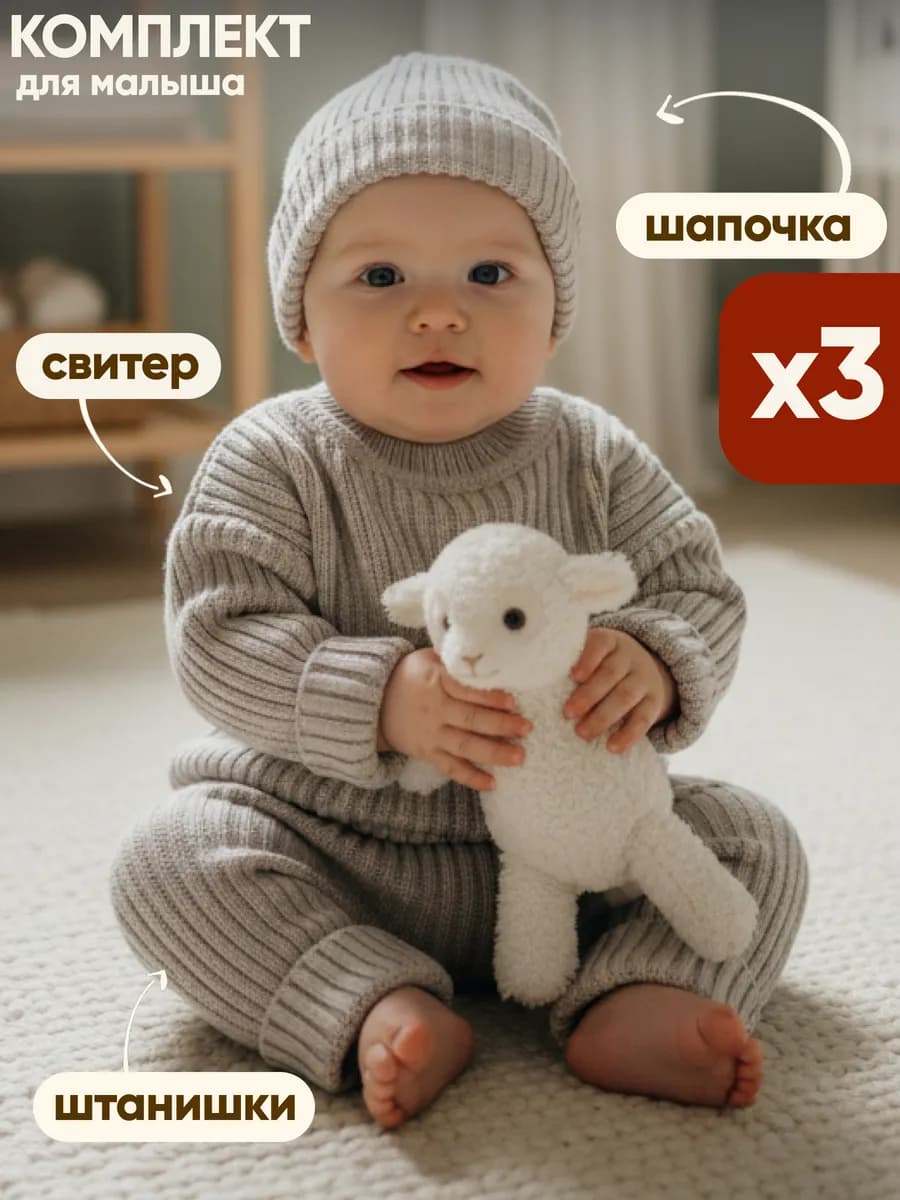 Вязаный костюм для новорожденного малыша