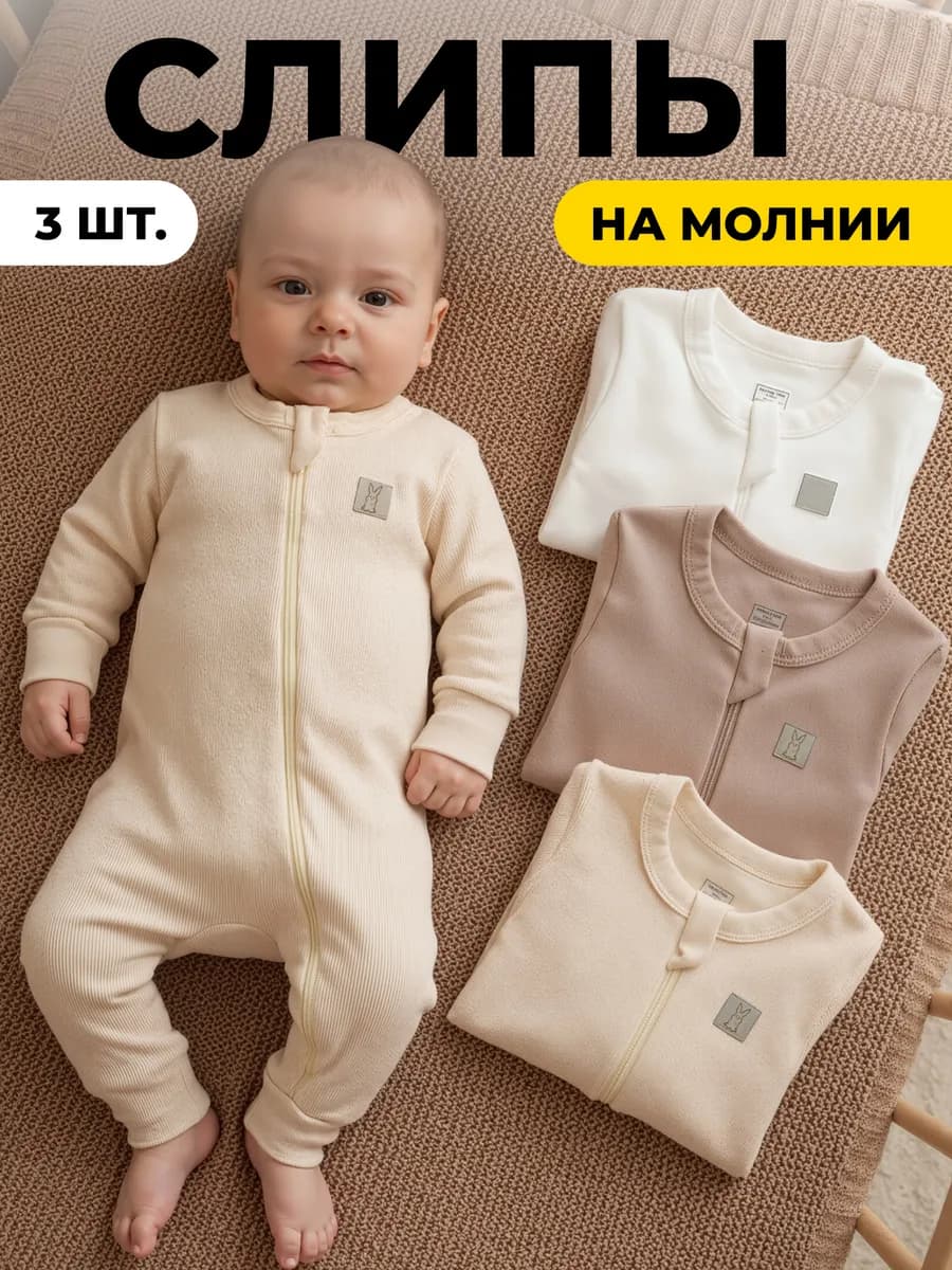 Слип для новорожденных на молнии