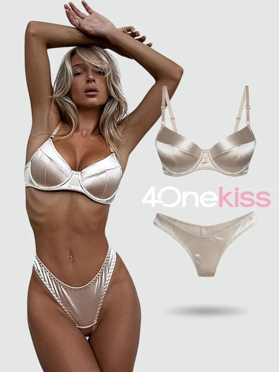 Нижнее белье комплект атласное - фото 1