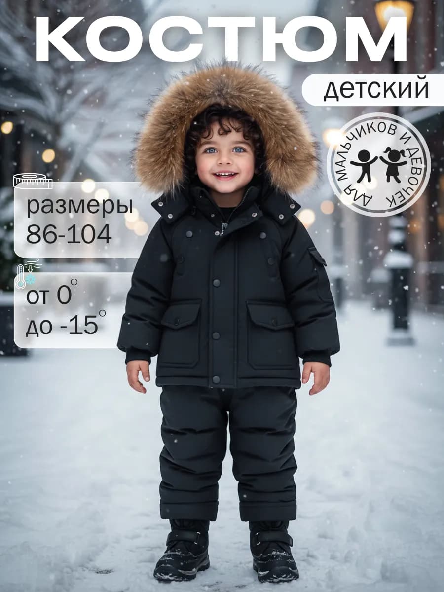 Зимний костюм для малыша куртка, полукомбинезон