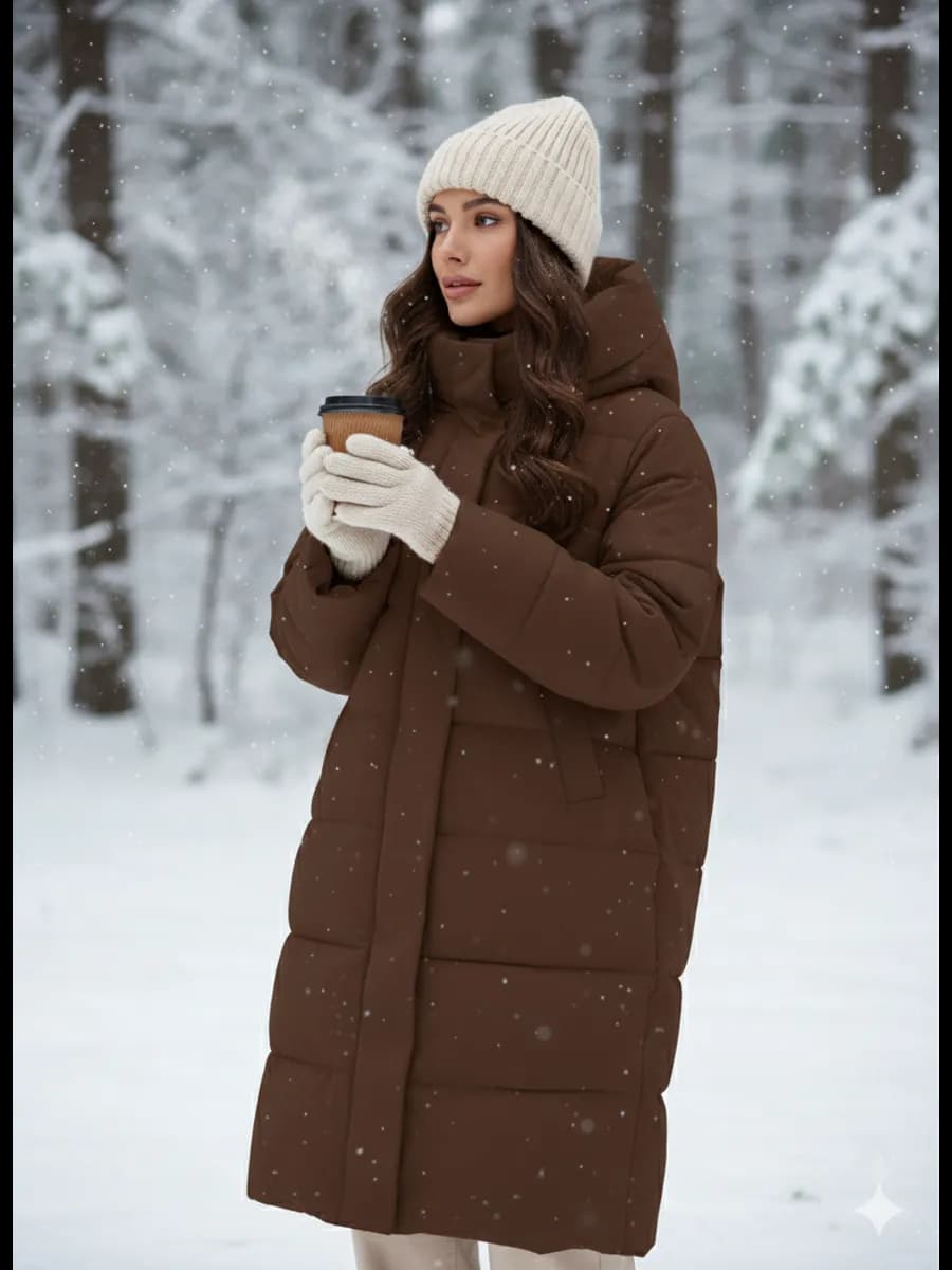 Пуховик длинный зимний женский