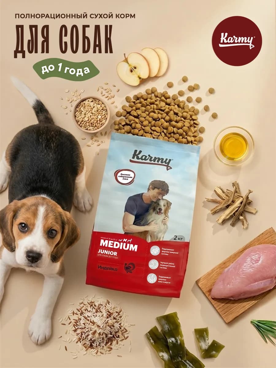 Корм для собак сухой Medium Junior Индейка 2 кг