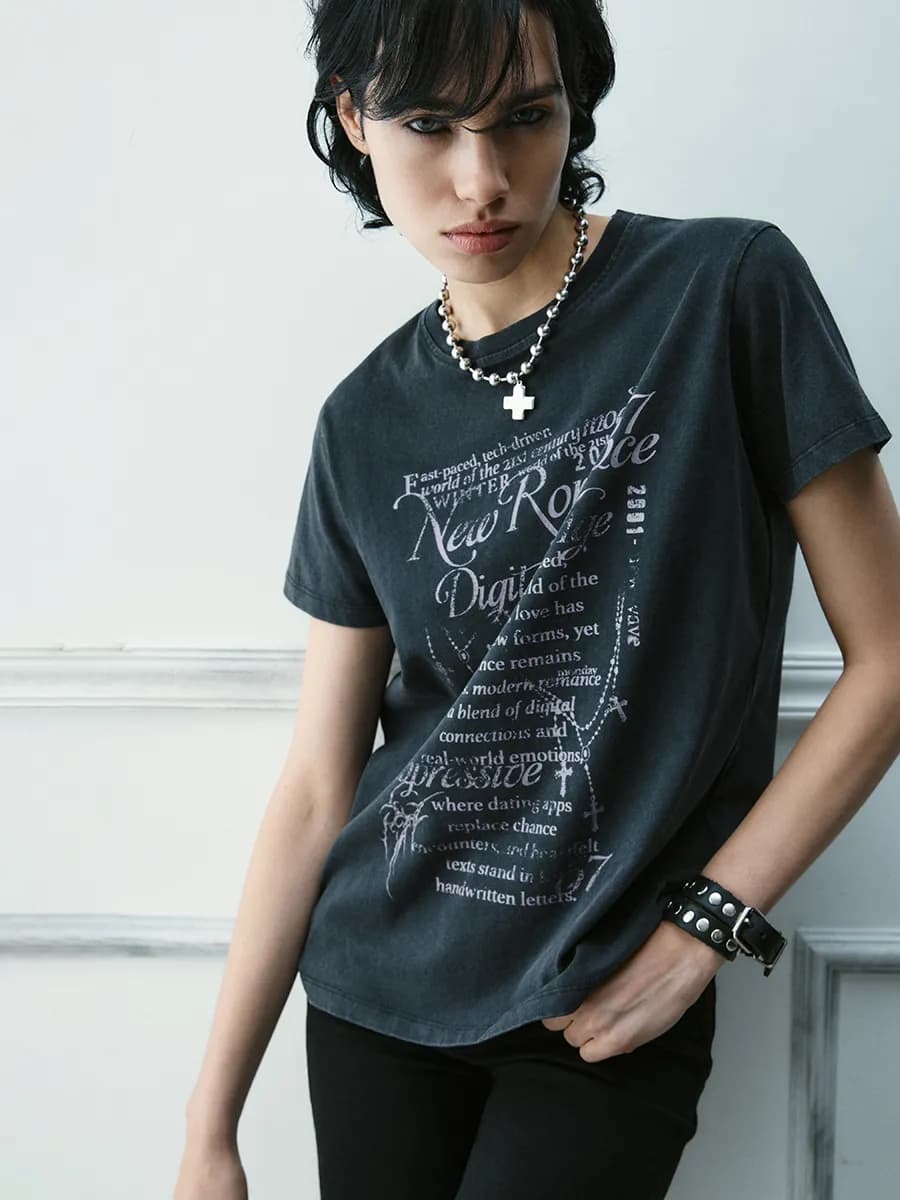 Футболка y2k прямая вареная с принтом в стиле гранж рок