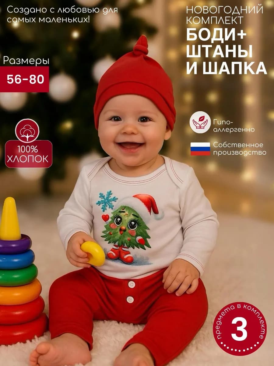 Костюм для новорожденных комплект детский боди и штанишки