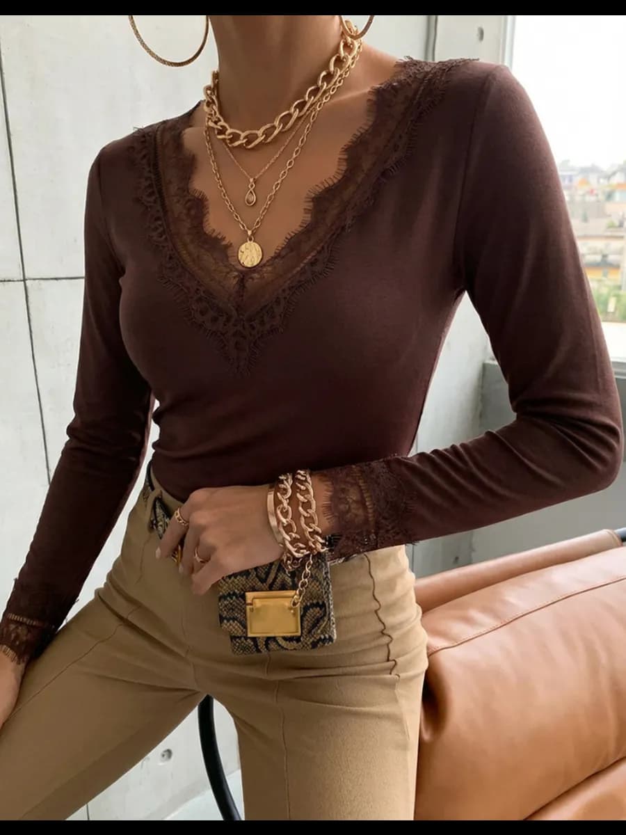 Лонгслив облегающий skims с кружевом