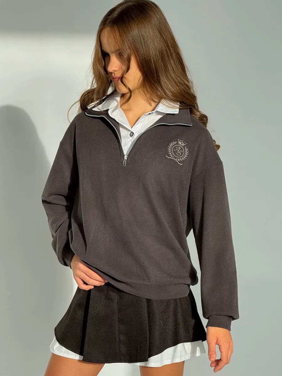 Джемпер школьный на молнии подростковый свитшот