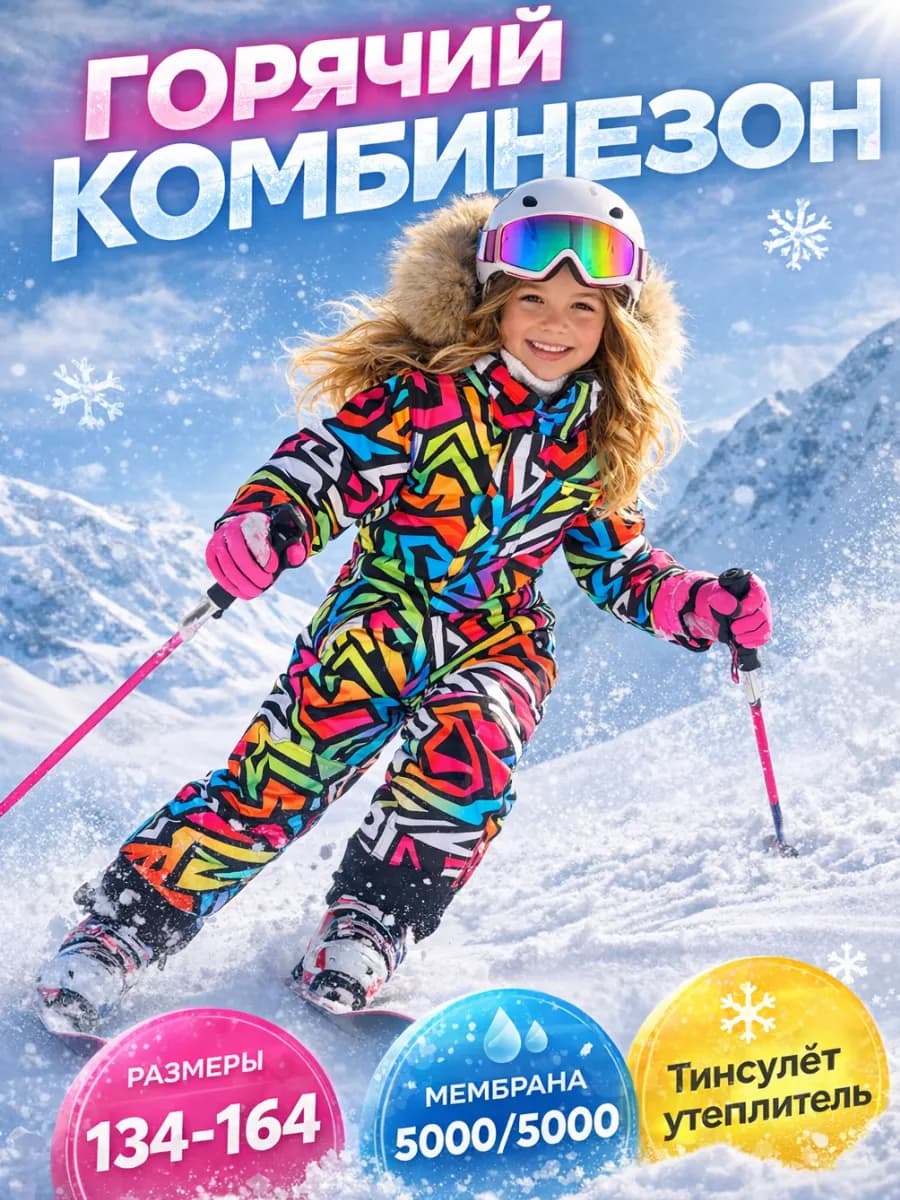 Зимний слитный мембранный комбинезон с капюшоном